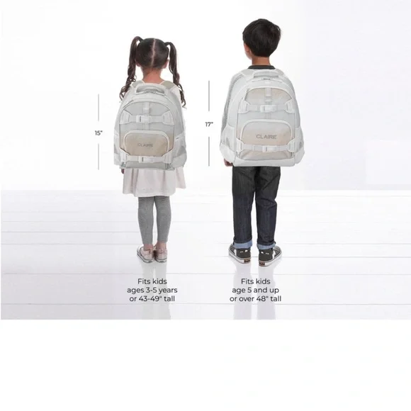 Pottery Barn Kids Silver and Tan Backpack Set NWT